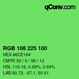 Color code: RGB 108 225 100 | qconv.com