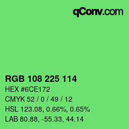 Color code: RGB 108 225 114 | qconv.com