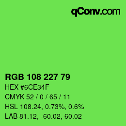 颜色代码: RGB 108 227 79 | qconv.com