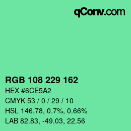 Color code: RGB 108 229 162 | qconv.com