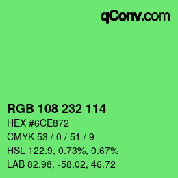 Color code: RGB 108 232 114 | qconv.com