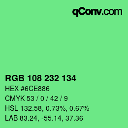 Color code: RGB 108 232 134 | qconv.com