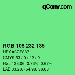 Color code: RGB 108 232 135 | qconv.com