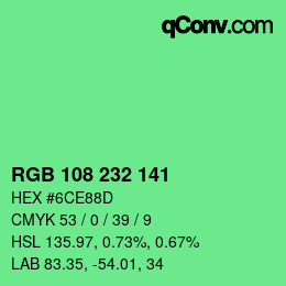 Color code: RGB 108 232 141 | qconv.com