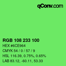 Color code: RGB 108 233 100 | qconv.com
