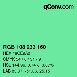 Color code: RGB 108 233 160 | qconv.com