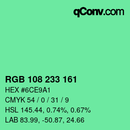 Color code: RGB 108 233 161 | qconv.com