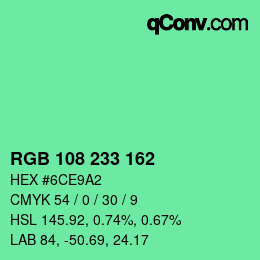 Código de color: RGB 108 233 162 | qconv.com