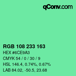Color code: RGB 108 233 163 | qconv.com