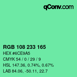 Color code: RGB 108 233 165 | qconv.com