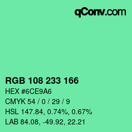 Color code: RGB 108 233 166 | qconv.com