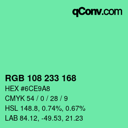 Color code: RGB 108 233 168 | qconv.com