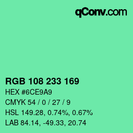 Color code: RGB 108 233 169 | qconv.com