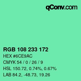 Color code: RGB 108 233 172 | qconv.com