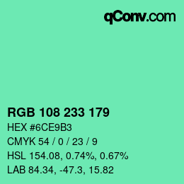 Color code: RGB 108 233 179 | qconv.com