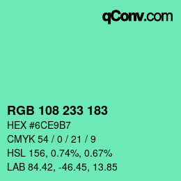 Color code: RGB 108 233 183 | qconv.com