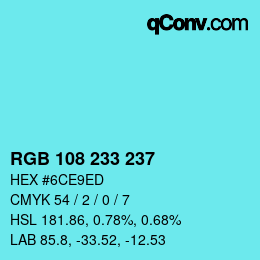 Color code: RGB 108 233 237 | qconv.com