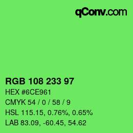 Farbcode: RGB 108 233 97 | qconv.com