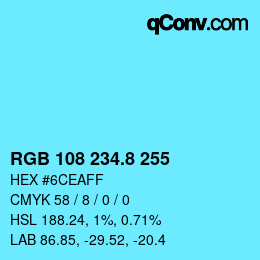 カラーコード: RGB 108 234.8 255 | qconv.com