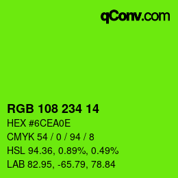 カラーコード: RGB 108 234 14 | qconv.com