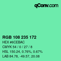 Color code: RGB 108 235 172 | qconv.com