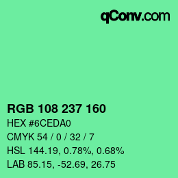 Color code: RGB 108 237 160 | qconv.com