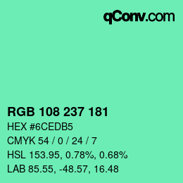 カラーコード: RGB 108 237 181 | qconv.com