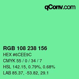 カラーコード: RGB 108 238 156 | qconv.com