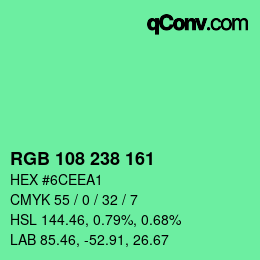 Color code: RGB 108 238 161 | qconv.com