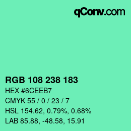 Color code: RGB 108 238 183 | qconv.com