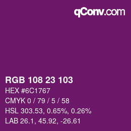 カラーコード: RGB 108 23 103 | qconv.com