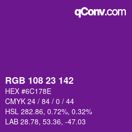 Color code: RGB 108 23 142 | qconv.com