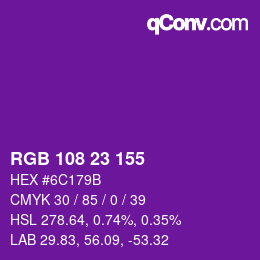 Color code: RGB 108 23 155 | qconv.com