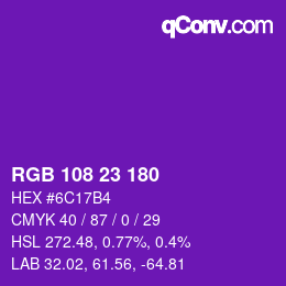 カラーコード: RGB 108 23 180 | qconv.com