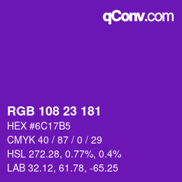Color code: RGB 108 23 181 | qconv.com