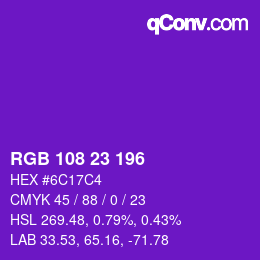 Color code: RGB 108 23 196 | qconv.com