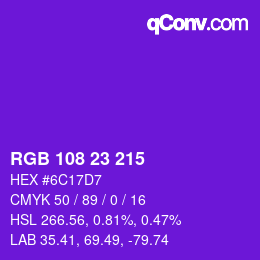 Color code: RGB 108 23 215 | qconv.com