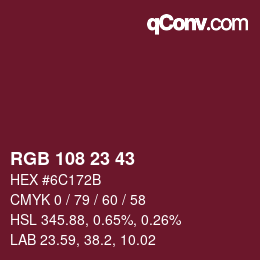 カラーコード: RGB 108 23 43 | qconv.com