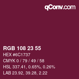 カラーコード: RGB 108 23 55 | qconv.com