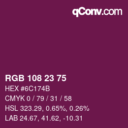 Color code: RGB 108 23 75 | qconv.com