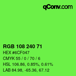 Color code: RGB 108 240 71 | qconv.com