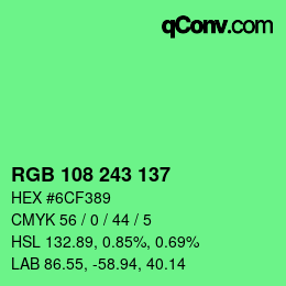 Color code: RGB 108 243 137 | qconv.com