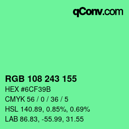 Color code: RGB 108 243 155 | qconv.com