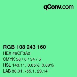 Color code: RGB 108 243 160 | qconv.com