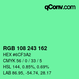 Color code: RGB 108 243 162 | qconv.com
