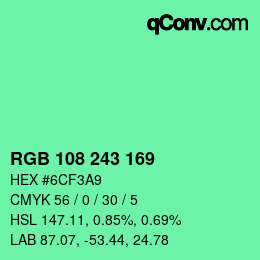 Color code: RGB 108 243 169 | qconv.com