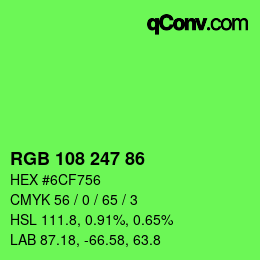 カラーコード: RGB 108 247 86 | qconv.com