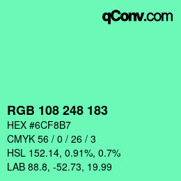 Color code: RGB 108 248 183 | qconv.com
