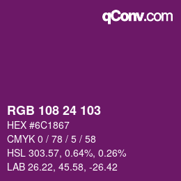 カラーコード: RGB 108 24 103 | qconv.com