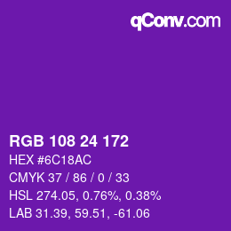 颜色代码: RGB 108 24 172 | qconv.com